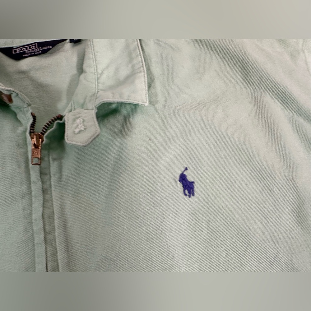 Vintage Polo Ralph Lauren Mint Green Large Full-Zip Harrington 90s USA Made RARE - Picture 10 of 16